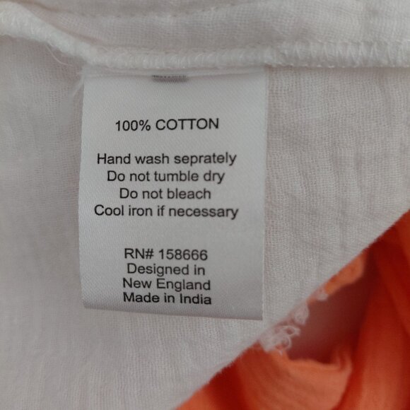 Uncharted Threads 100% Cotton Button-Up Shirt Size LARGE Orange White Frayed - Picture 9 of 9